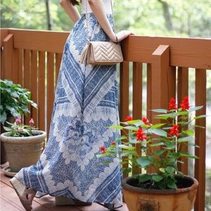 Abercrombie & Fitch Blue Print Maxi Skirt
